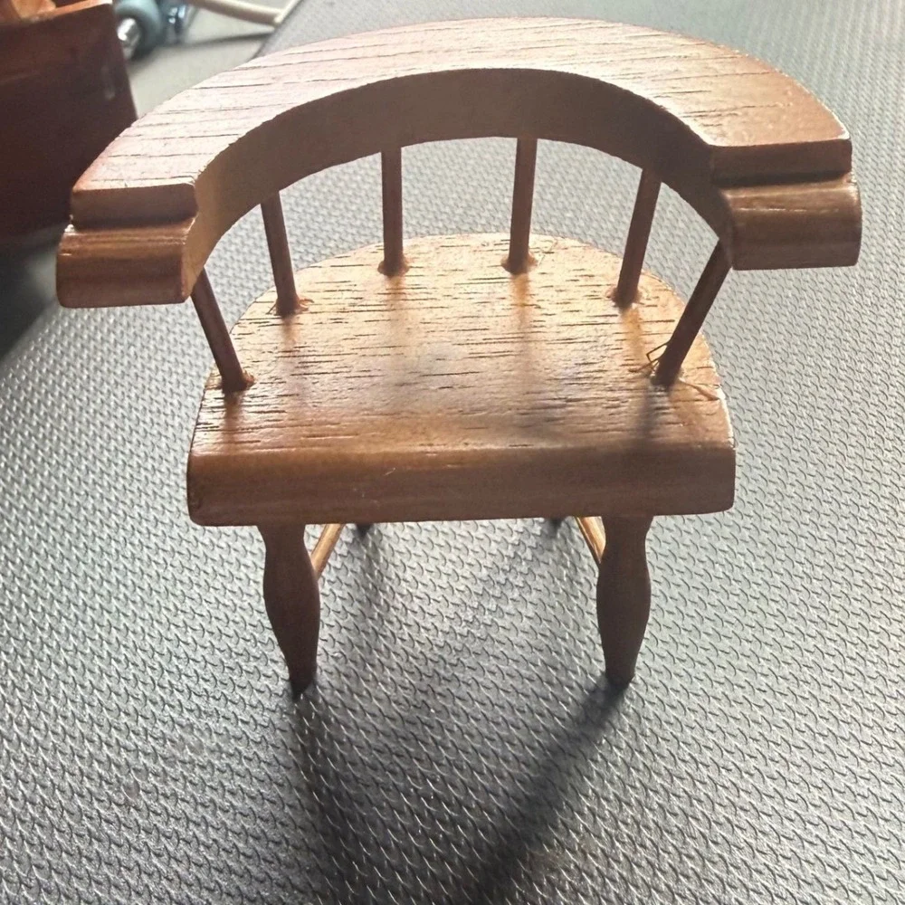Vintage 1:12‎ Scale Dollhouse Furniture Lot 7pc Desk Chairs Grandfather Clock